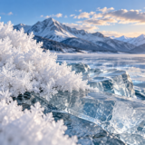 白い雪の結晶と透明な氷のイメージ