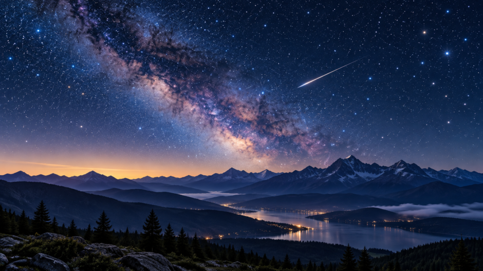 星空を短い光の筋が横切る流れ星のイメージ