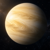 厚い淡黄色の雲に覆われた金星の概念イメージ