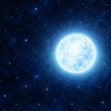 暗い宇宙で青白く輝く白色矮星